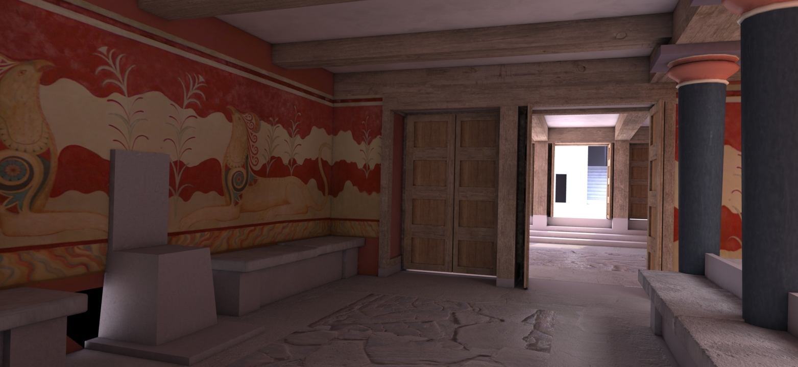 The Throne Room, with the throne and the griffin fresco