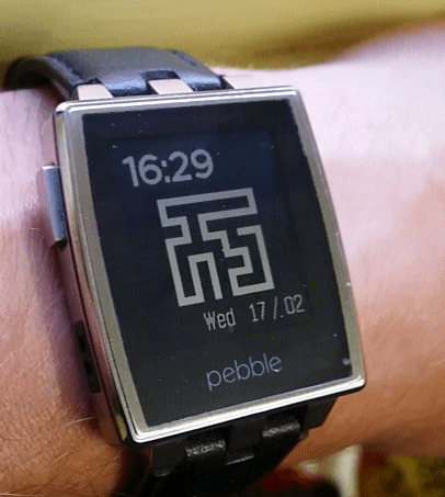 Animation of the Pebble smartwatch app of the backbite algorithm.